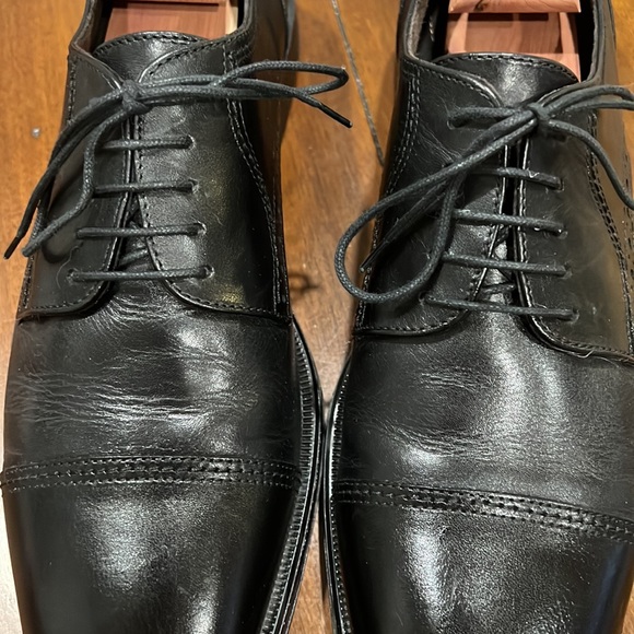 Johnston & Murphy LEATHER OXFORDS Men's 10 M Black Cap Toe Dress Shoes 59-11815 - Picture 3 of 4